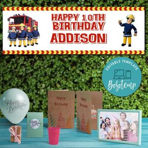 Fireman Sam Happy Birthday Banner Printable Instant Download