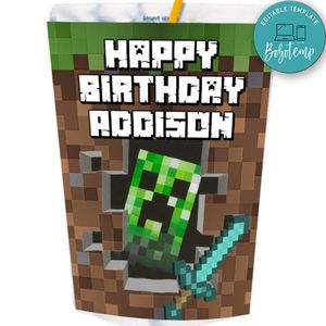 Minecraft Juice Pouch Labels Digital File Printable Instant Download
