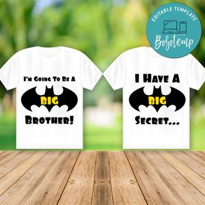 I Have A Secret, I'm Going To be A Big Brother Iron On Transfer Shirt Template Instant Download