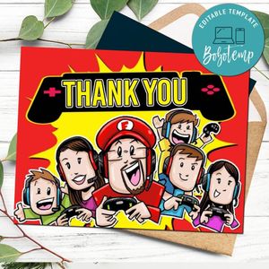 FGteeV Thank you card Template to Print at Home Instant Download