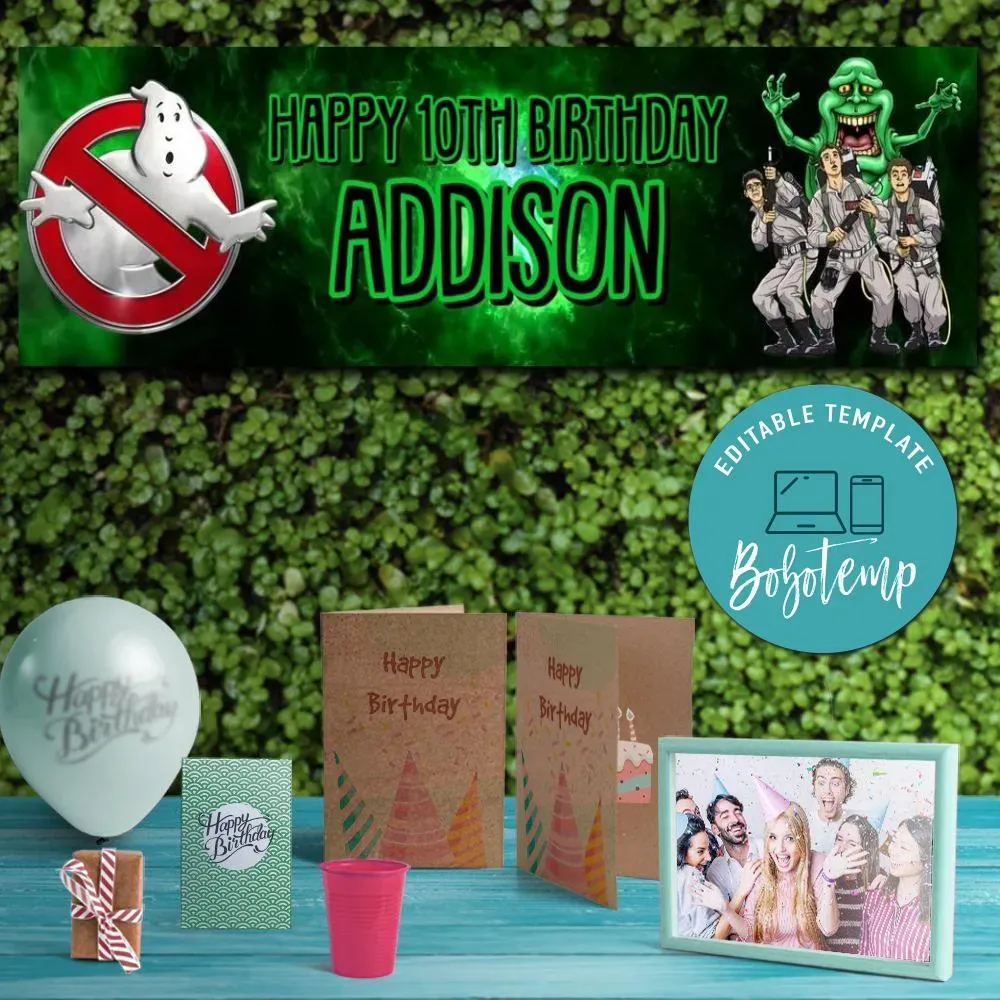 Ghostbusters Birthday Banner Printable Instant Download Bobotemp