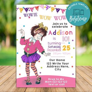 Printable Junie B. Jones Birthday Invitation Instant Download