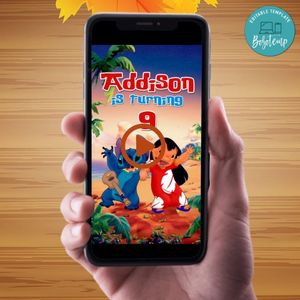 Lilo and Stitch Video Invitation Digital Template Customizable Instant Download