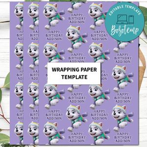 Everest Paw Patrol Wrapping Paper Template to Print at Home Instant Download