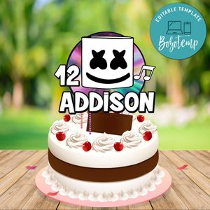 Dj marshmello Birthday Cake Topper Template Printable Instant Download