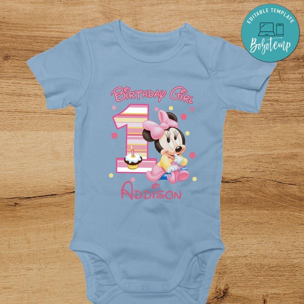Baby Minnie Mouse First Birthday bodysuit
