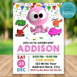 Editable Goo Goo Birthday Invitation For Girl Instant Download