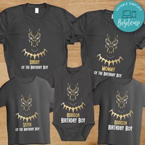 Black Panther Birthday Family Matching Party Shirts