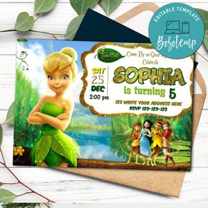 Tinkerbell Birthday Invitation Customizable Template Instant Download