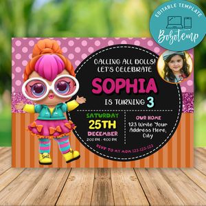Editable LOL Surprise Dolls Party Invites With Photo Instant Download