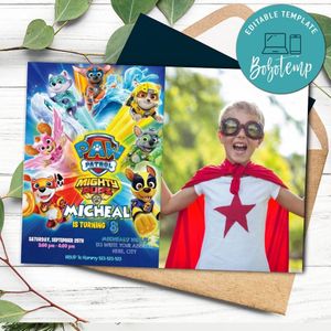 Mighty Pups Paw Patrol Birthday Invitation With Photo Printable Instant Download