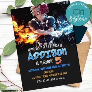 Shoto Todoroki Birthday Flyer Printable Instant Download