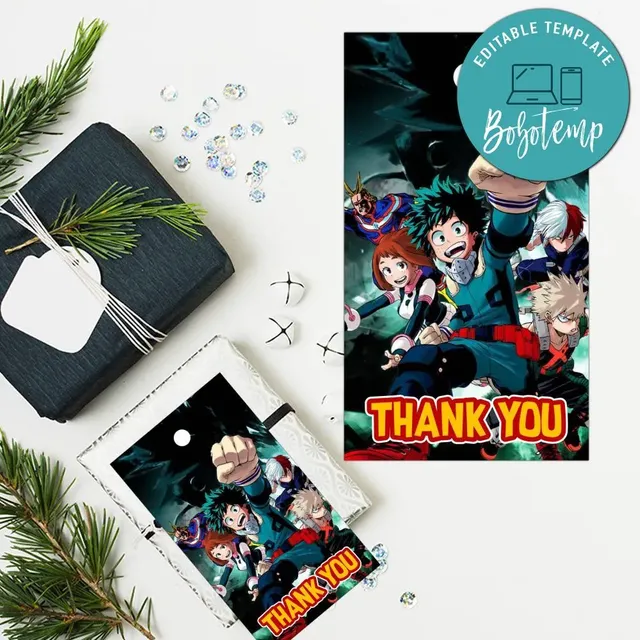 My hero academia Thank you tag Template to Print at Home DIY | Bobotemp