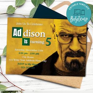 Breaking bad Invitation Customizable template Instant Download