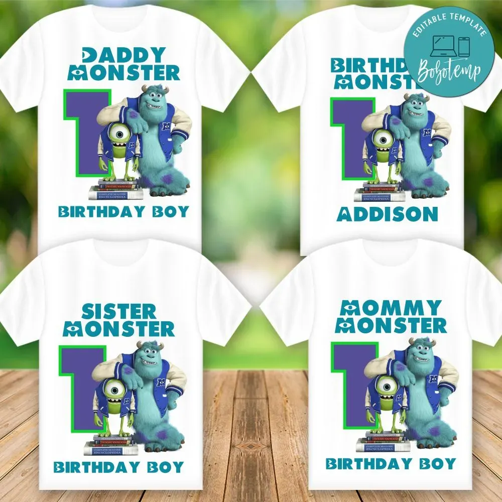 Printable Monster Inc Birthday Shirt For Family Templates Bobotemp