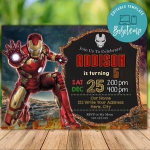 Printable Tony Stark Iron Man Birthday Flyer Instant Download