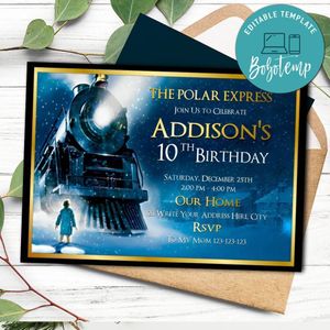Polar Express Pajama Invitation Customizable Template Instant Download