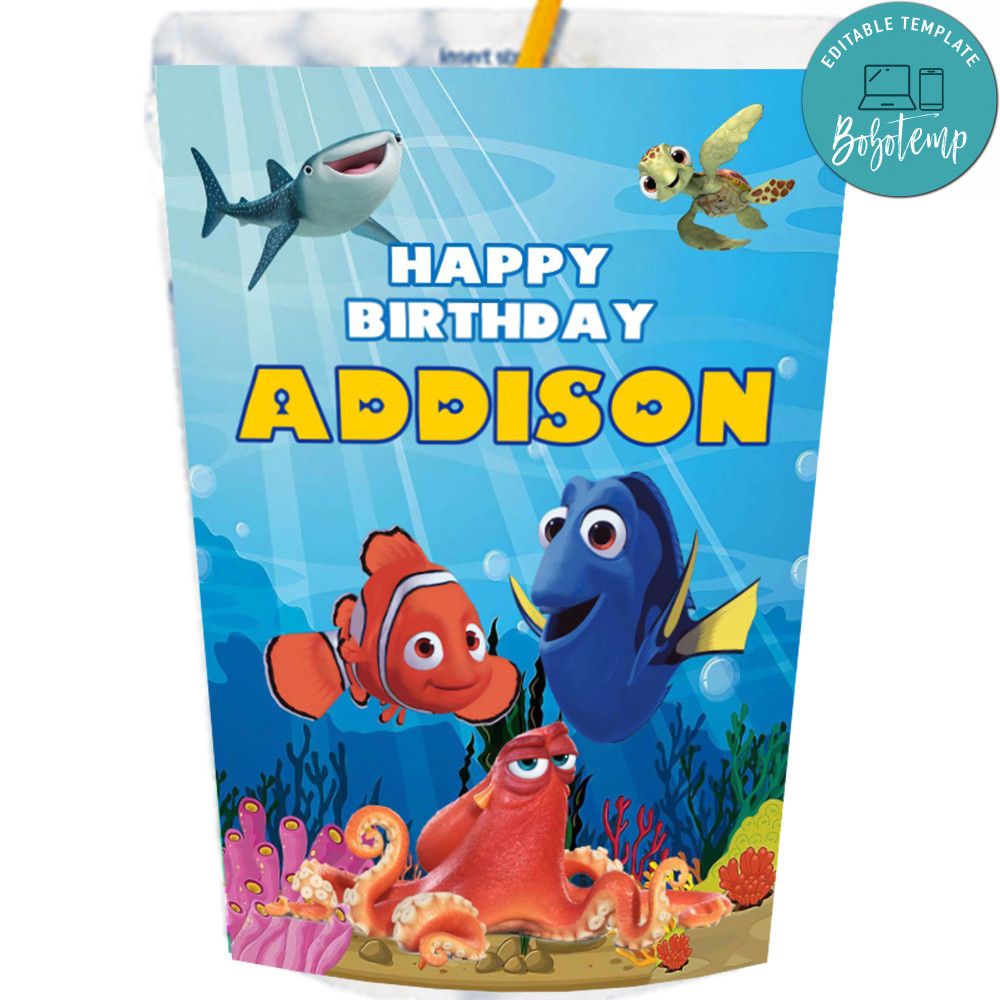 Finding Dory Nemo Capri Sun Labels Digital File Printable | Bobotemp