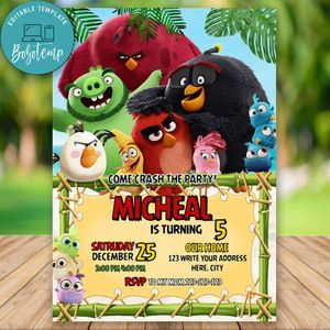 Editable Angry Birds 2 Movie Birthday Invitation Instant Download