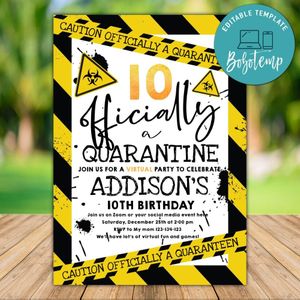 Printable Officially A Quaranteen Birthday Invite Instant Download