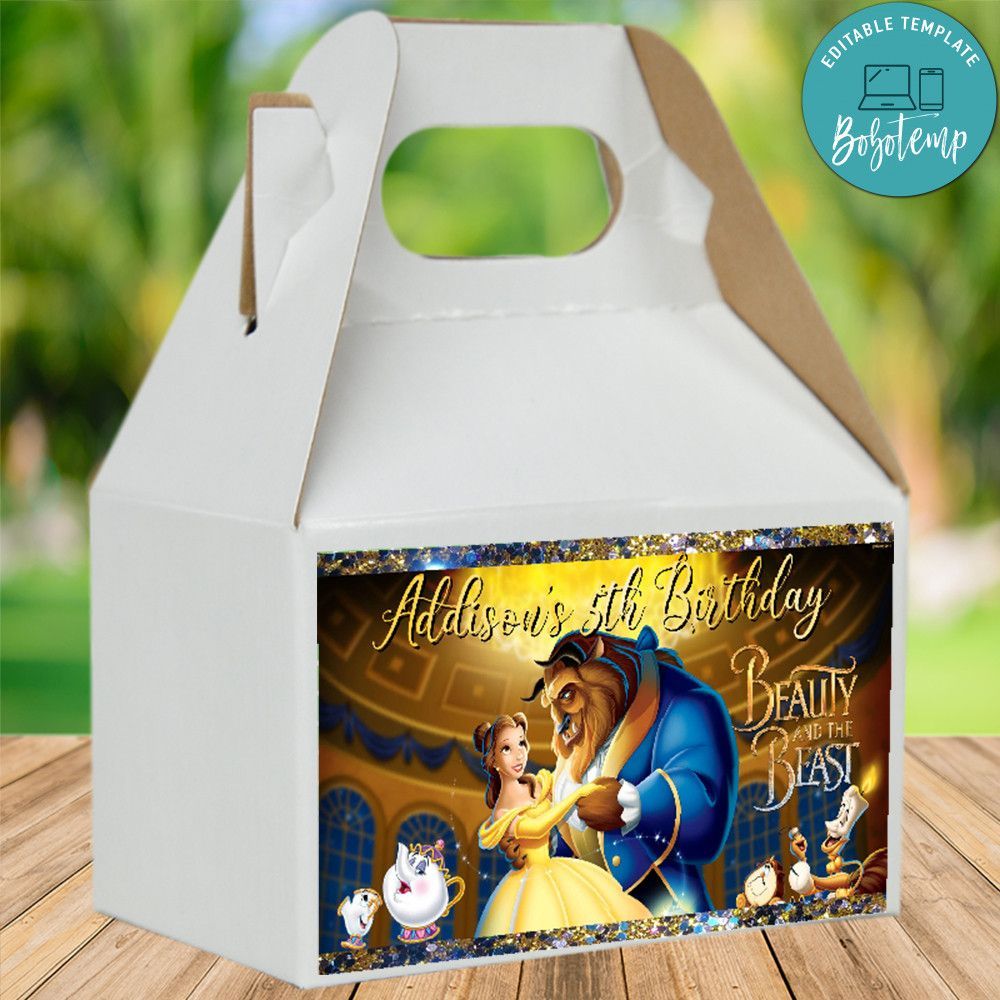 Beauty and The Beast Gable Boxes Label Template to Print at Home Instant Download