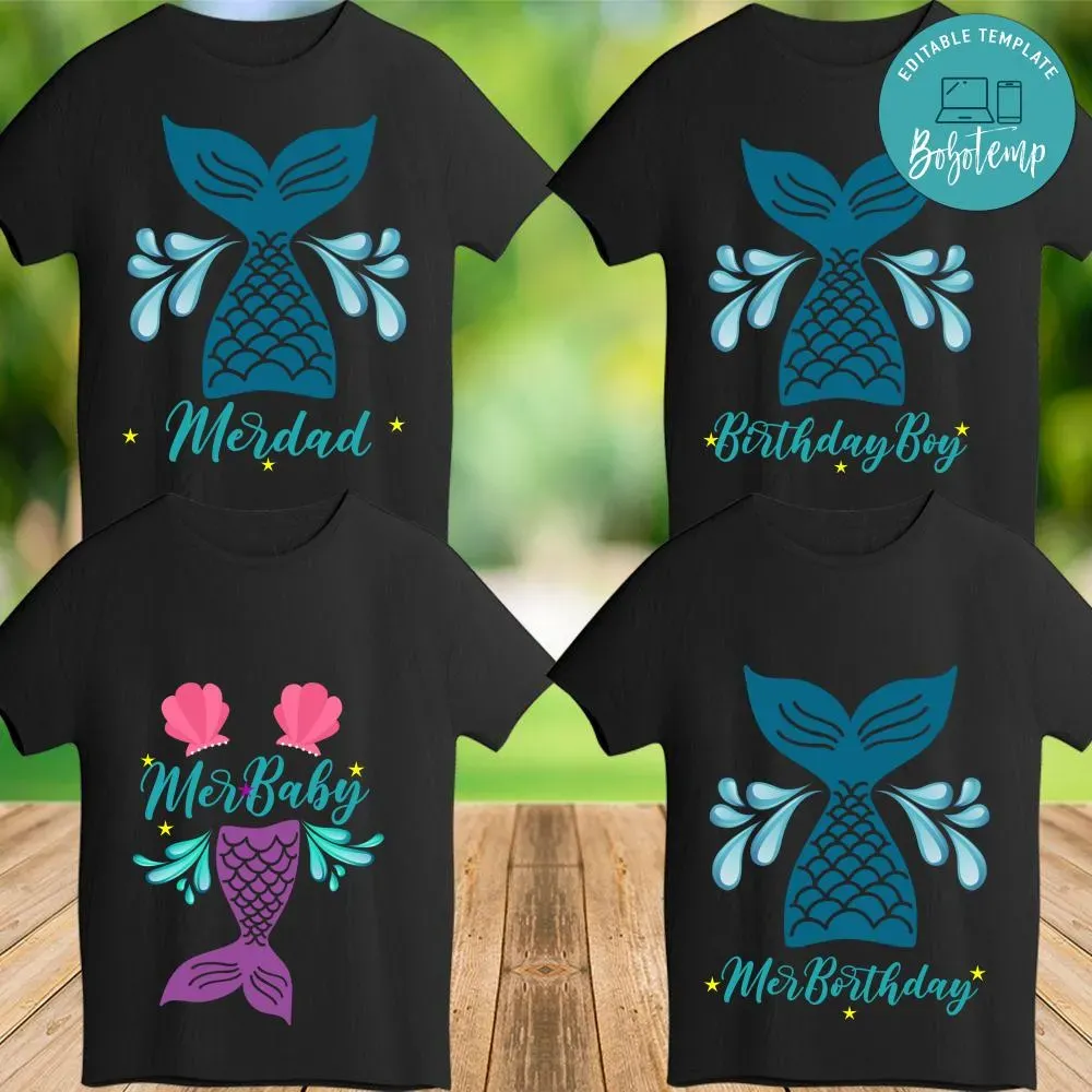Camisa De Cumpleanos De Nino Sirena Imprimible Para Plantillas