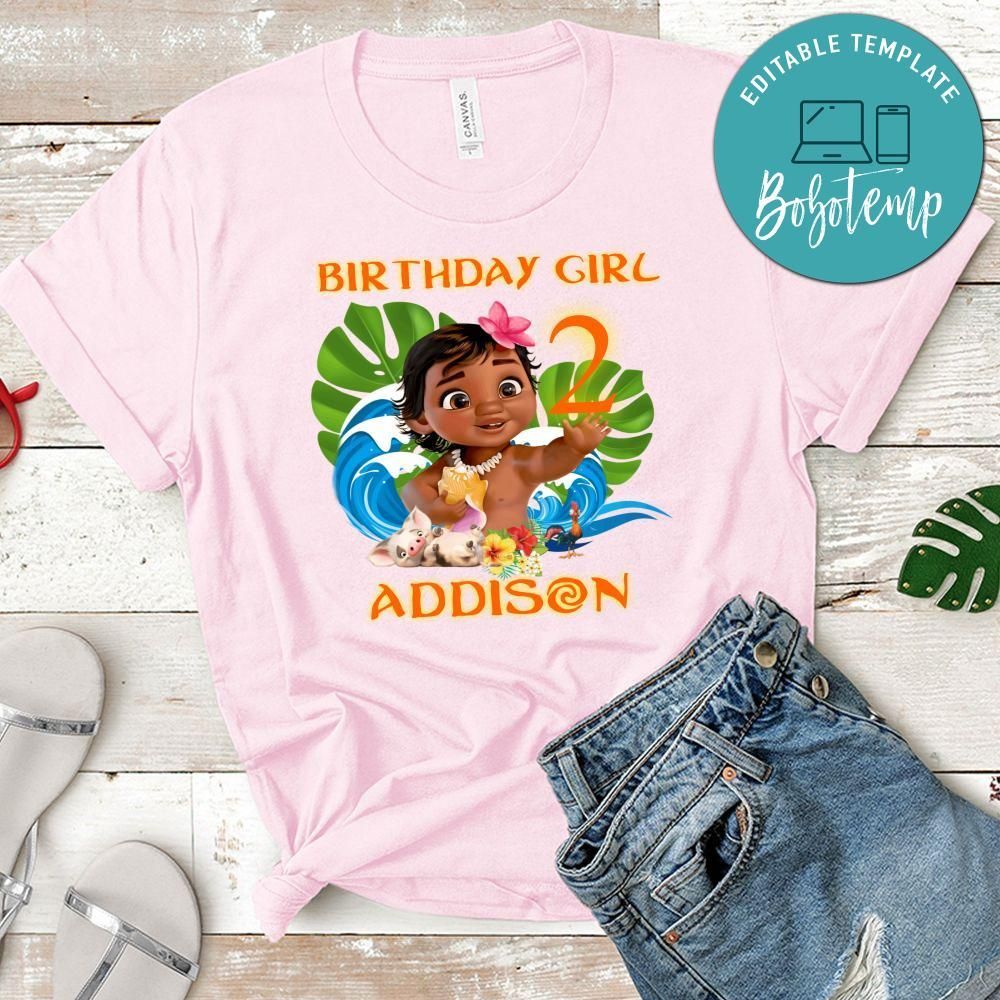 Custom Baby Moana Birthday Shirt for Girl
