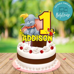 Dumbo Birthday Cake Topper Template Printable Instant Download