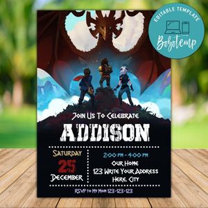 Printable The Dragon Prince Birthday Flyer Instant Download