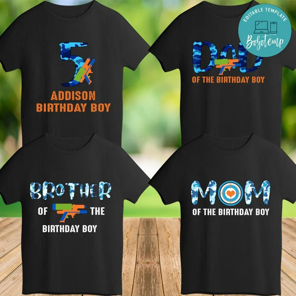 Dart Gun Family Matching Birthday Boy Iron On Transfer Shirt