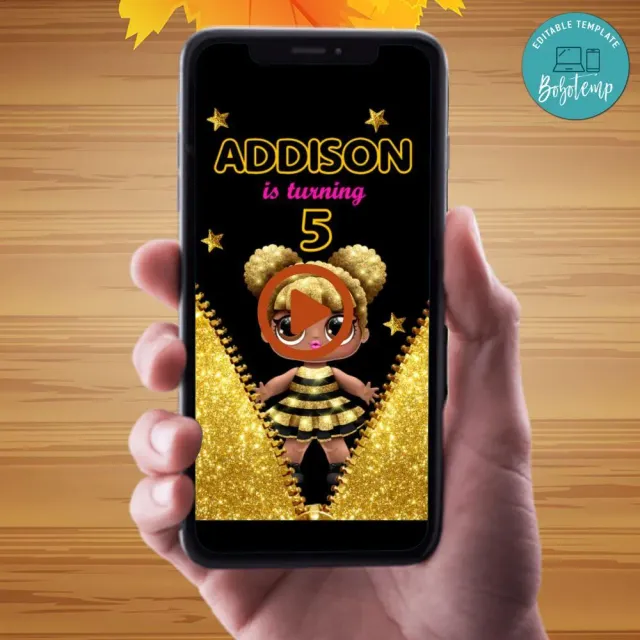 Lol Dolls Quee Video Invitation Digital Template Customizable DIY