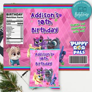 Girl Puppy Dog Pals Chip Bag Digital File Printable Instant Download