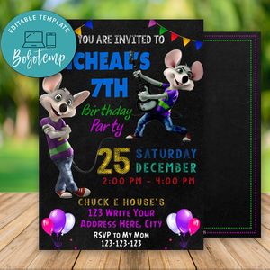 Editable Chuck E Cheese Party Invitation Instant Download