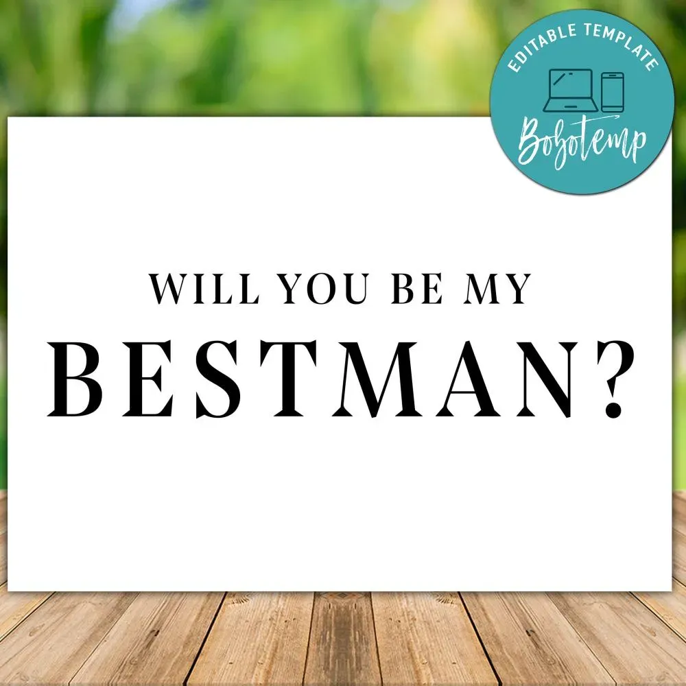 Customizable Best Man Proposal Card Template Instant Download | Bobotemp