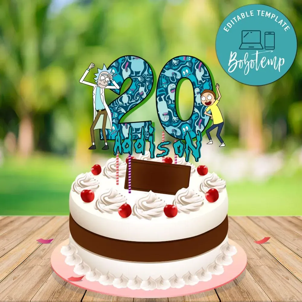 Rick And Morty Birthday Cake Topper Template Printable Diy Bobotemp