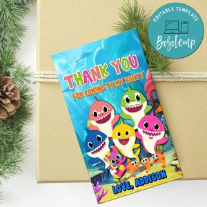 Baby Shark Thank You Tag Customizable Template Instant Download