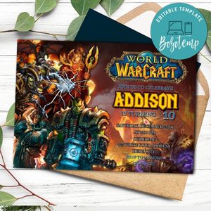 World of Warcraft Invitation Template to Print at Home Instant Download