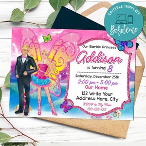 Barbie and ken Invitation Customizable Template Instant Download