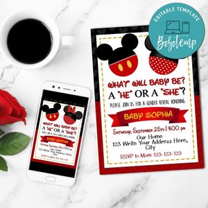 Disney Gender Reveal Invitation Customizable Template Instant Download