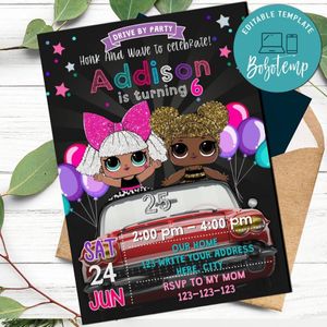 Lol Diva and Queen Bee Drive By Birthday Parade Invitation Printable Instant Download