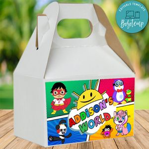 Ryan's World Gable Boxes Label Template to Print at Home Instant Download