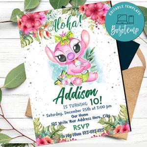 Angel Stitch Digital Invitation Customizable Template Instant Download