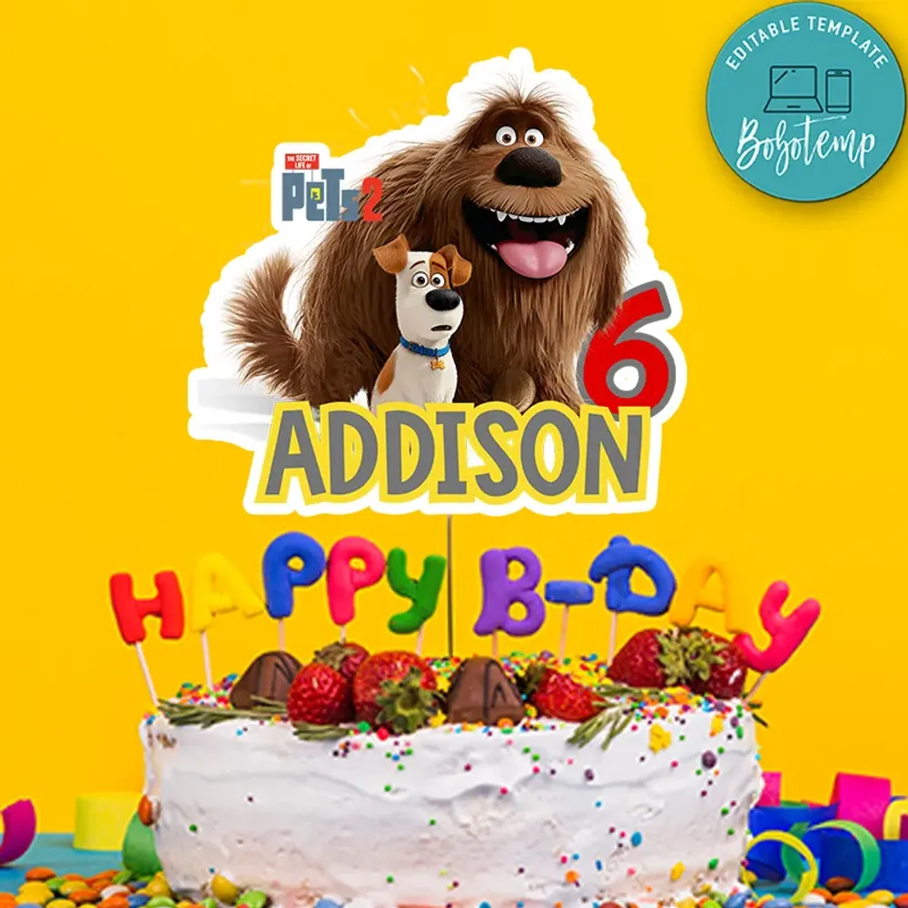 Printable The Secret Life Of Pets 2 Birthday Cake Topper Diy Bobotemp