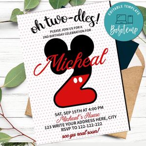 Any Age Mickey Disney Birthday Invitation Printable