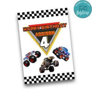 Monster truck postcard Template to Print at Home Instant Download