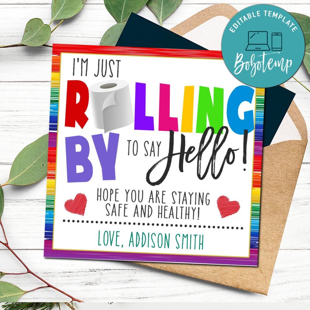 Rolling By to Say Hello Gift Tag Printable Instant Download | Bobotemp