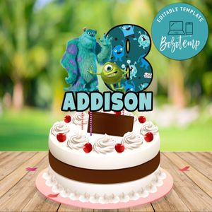 Monsters Inc Birthday Cake Topper Template Printable Instant Download