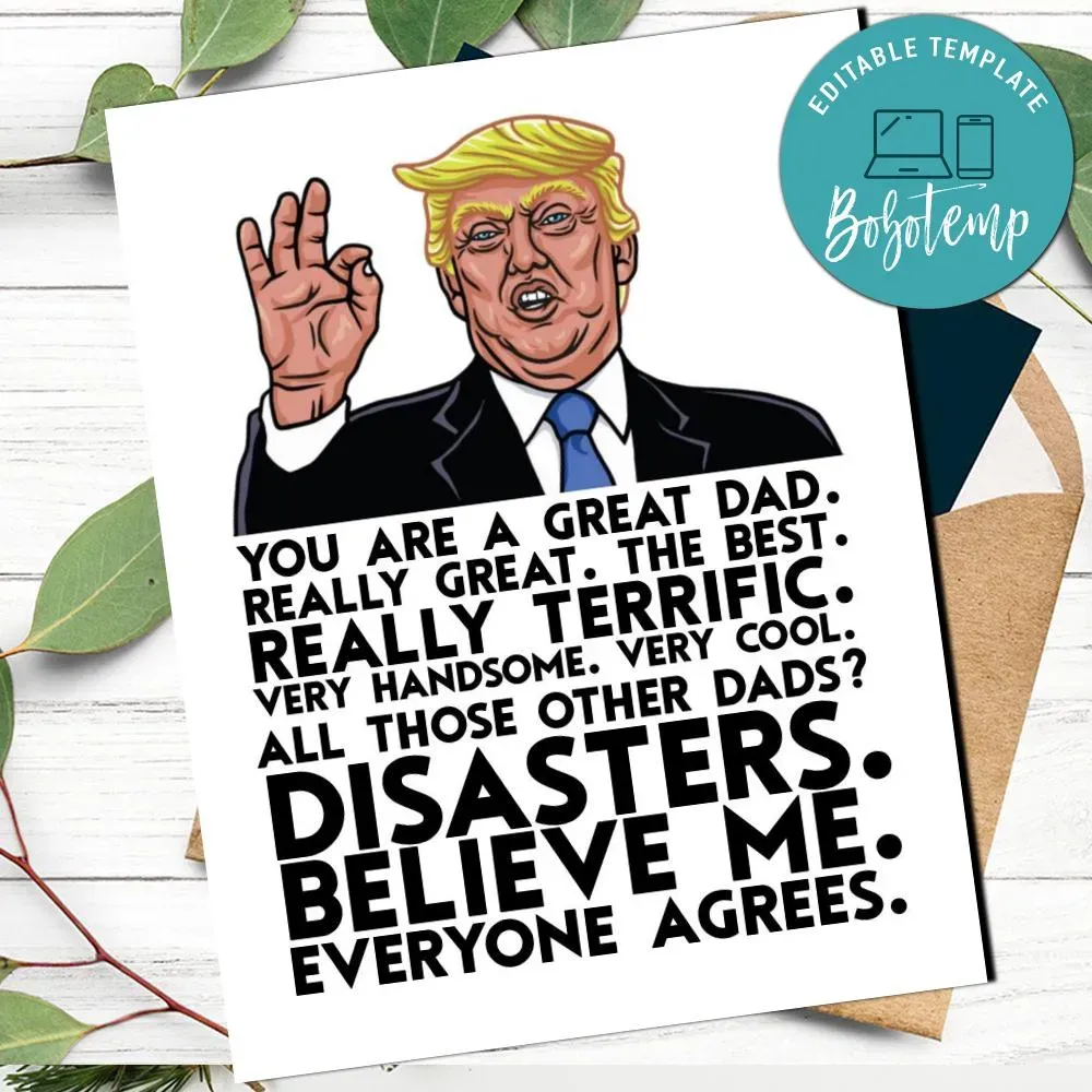 Funny Trump Birthday Card For Dad To Print At Home Diy Bobotemp