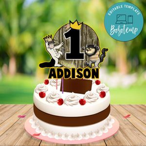 Where the Wild Things Are Birthday Cake Topper Template Printable Instant Download