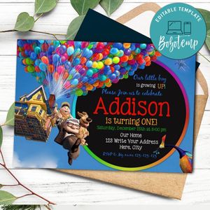 Up Birthday Flyer Template to Print at Home Instant Download